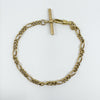 Vintage 9ct Gold Figaro Chain 7.8” Bracelet & T-Bar Charm 375 (Birmingham 1991)