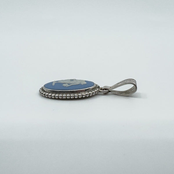 Vintage Sterling Silver Wedgewood Blue Jasper Ware Cameo Pendant 925 (1972)