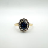 Vintage 9ct Gold Sapphire & Diamond Engagement Stacking Ring Size I - J