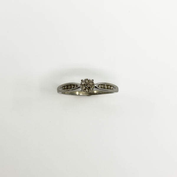 9ct White Gold Diamond Engagment Ring 375 Size L