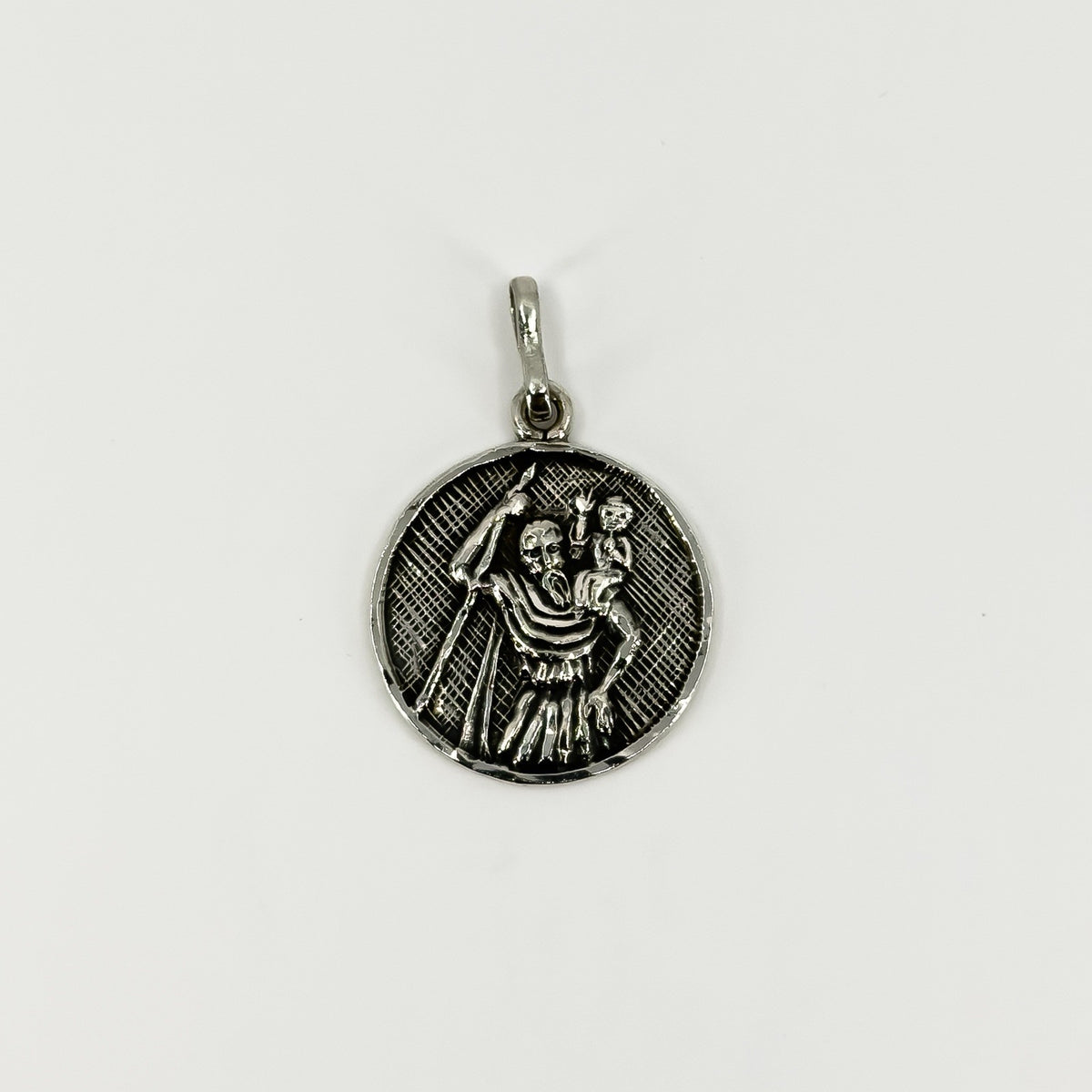 Large Vintage Sterling Silver St. Christopher Pendant 925