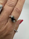 Vintage 9ct Gold 0.60ct Diamond & Sapphire Trilogy Ring Size N (London 1979) 