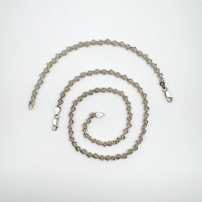 Twisted Links Matching Bracelet & 18” Necklace Set in Sterling Silver 925