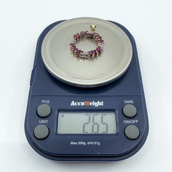 Vintage 9ct Gold 1.60ct Ruby & Diamond Pendant / Charm 375 (Birmingham 1989)