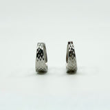 9ct White Gold Small Diamond Cut Huggie Hoop Earrings 375