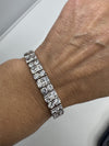 Chunky Sterling Silver 40ct Double Row CZ Tennis 8" Bracelet 925