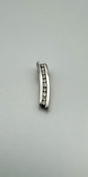 9ct White Gold 0.10ct Diamond Bar Drop Pendant & 16” Snake Chain 