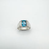 1.5ct Blue Topaz Solitaire Ring Sterling Silver 925 Size K Engagement Stacking