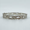 Vintage Sterling Silver Floral Engraved Oval Bangle / Bracelet 925