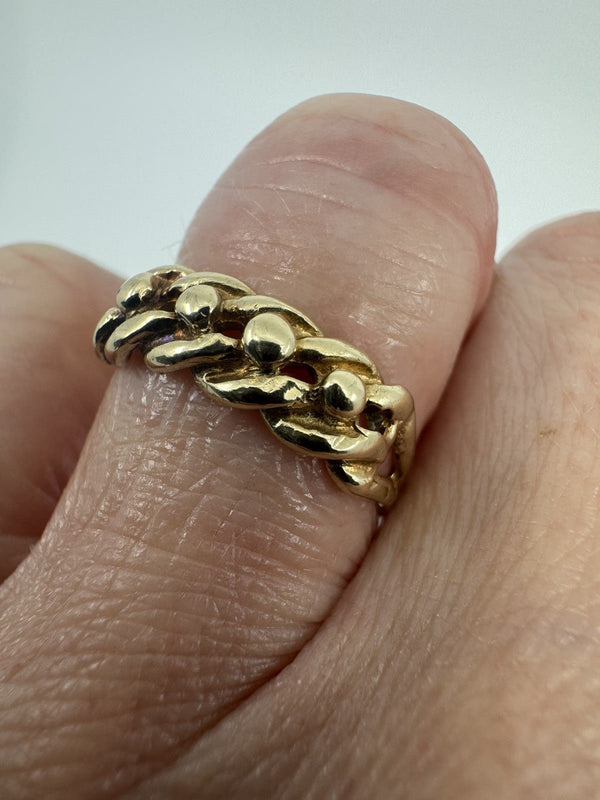 Vintage 9ct Gold Single Row Keeper Ring 375 Size L (London 1979)