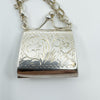 Vintage Engraved Handbag Locket & 30” Belcher Chain in Sterling Silver 925 1995