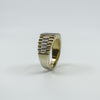 Gold on Sterling Silver Rolex Pattern Band Diamond Ring 925 Size R