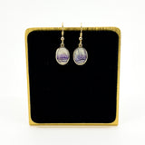 Vintage 9ct Gold Fob Earrings Blue John & Black Onyx 375 by David Scott Walker