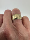 Wide Chunky Vintage 9ct Gold Starry Engraved Full Band Ring 375 Size L 1963