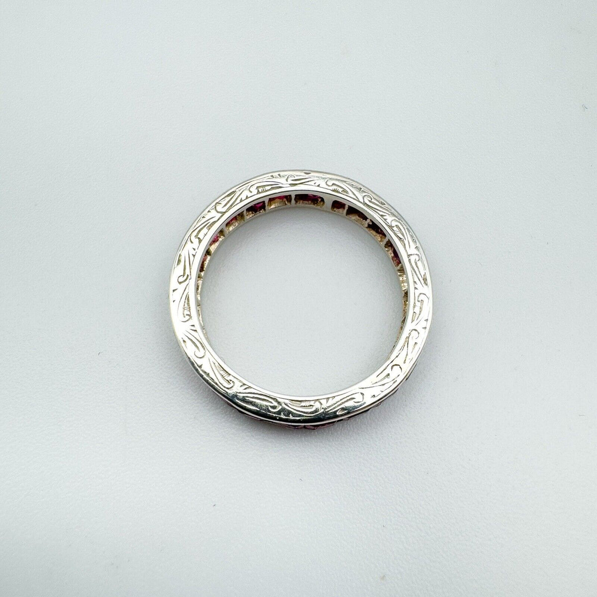 Vintage Antique Art Deco Platinum 1.6ct Ruby Full Eternity Band Ring Size K - L