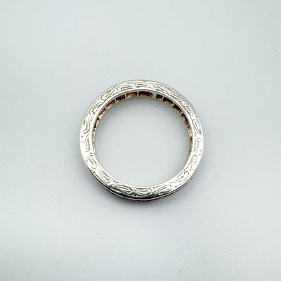 Vintage Antique Art Deco Platinum 1.6ct Ruby Full Eternity Band Ring Size K - L