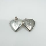 Large Vintage Sterling Silver Foliate Engraved Heart Photo Locket / Pendant 925