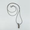 9ct White Gold 0.10ct Diamond Bar Drop Pendant & 16” Snake Chain 