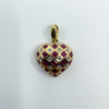 Vintage 9ct Gold Puffy Ruby & Diamond Heart Pendant 375
