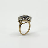 Antique Edwardian 14ct Gold Rose Cut Diamond & Sapphire Bombe Ring 585 Size O P