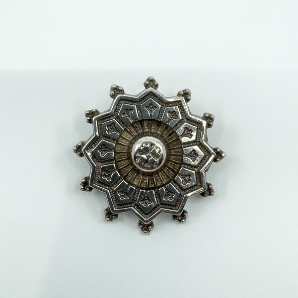 Antique Victorian Aesthetic Sterling Silver Brooch 925 (Birmingham 1833)