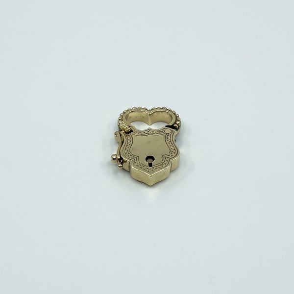 Chunky Vintage 9ct Gold Heart & Sheild Lock Padlock Pendant Charm 375 Birm 1995