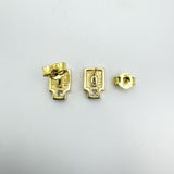 8ct Gold Square CZ Stud Drop Earrings 