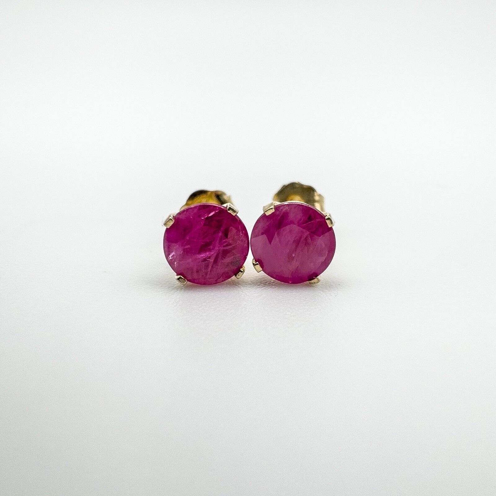 14ct Gold 1ct Ruby Solitaire Stud Earrings 