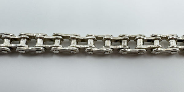 Unusual Sterling Silver Chunky Biker Chain Links 9.3" Bracelet 925 Heavy 71g