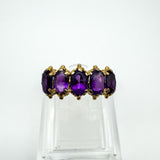 Vintage 9ct Gold 0.50ct Amethyst Half Hoop Band Ring Size L - M 3.7g 1972