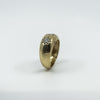 Vintage Chunky 9ct Gold CZ Starburst Trilogy  Ring / Gypsy Band Size R 