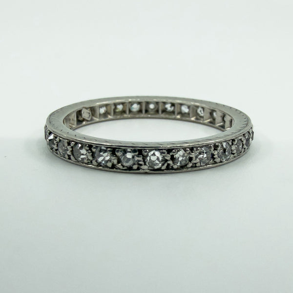 Antique Platinum Old Cut Diamond Full Eternity Band / Ring Size L - M