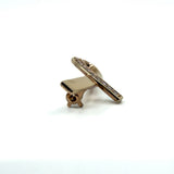 Contemporary Gold on Sterling Silver CZ Ribbon Brooch 925
