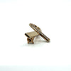 Contemporary Gold on Sterling Silver CZ Ribbon Brooch 925