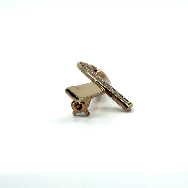 Contemporary Gold on Sterling Silver CZ Ribbon Brooch 925