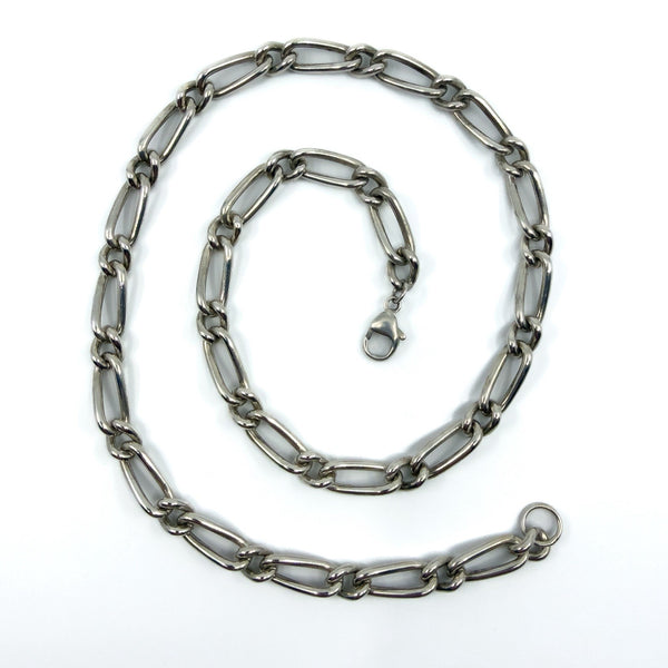 Chunky Vintage Sterling Silver 18” Figaro Chain 925 (Sheffield 1996)