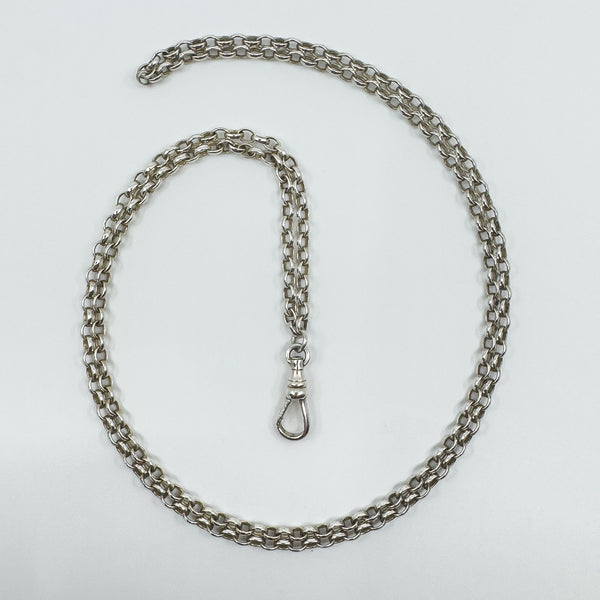 Vintage Sterling Silver 32” Belcher Links Chain & Swivel Dog Clip 925 17g