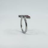 New Sterling Silver Ruby Double Angel Wings Ring 925 Size N - O