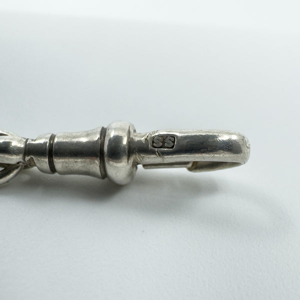 Vintage Sterling Silver 72” Guard / Muff Chain Dog Clip & Charm 925 58g