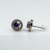 Amethyst & CZ Halo Studs in Sterling Silver 925