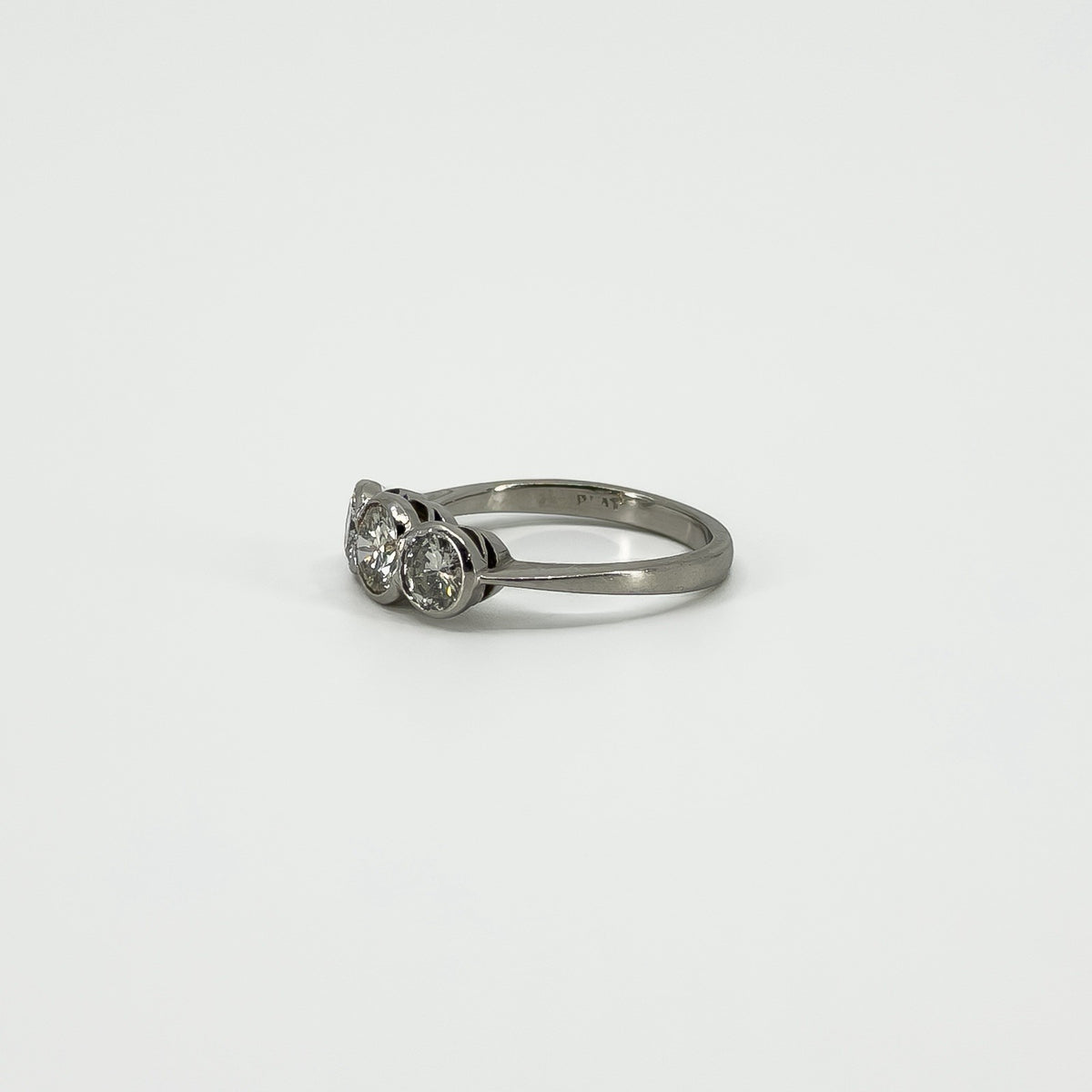 Vintage Platinum 1.60ct Diamond Trilogy Ring 950 Size L