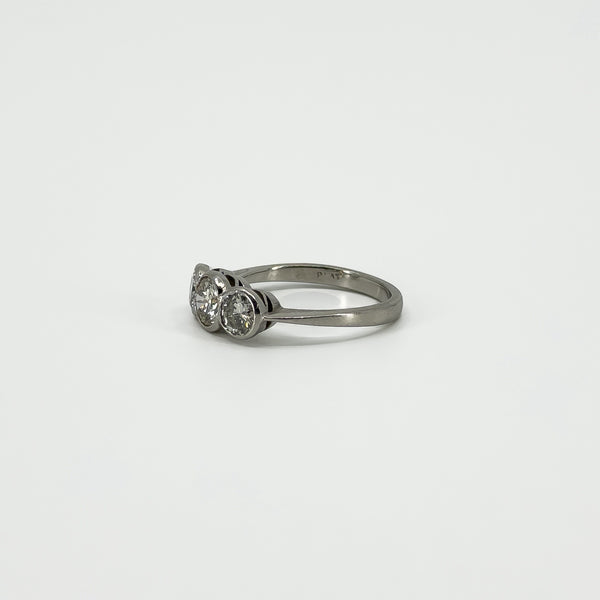 Vintage Platinum 1.60ct Diamond Trilogy Ring 950 Size L