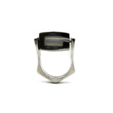 Chunky Sterling Silver Reversible Black Onyx & MOP Guess Ring Size L - M 925
