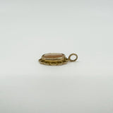 Vintage 9ct Gold Small Oval Carved Shell Cameo Pendant 375 (Left Facing)