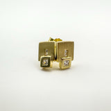 8ct Gold Square CZ Stud Drop Earrings 