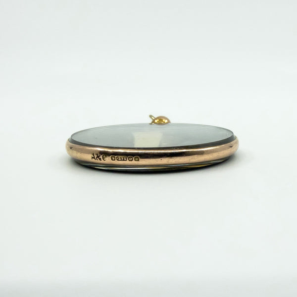 Large Antique 9ct Rose Gold Double Sided Glass Photo Locket 375 (Birm 1912)