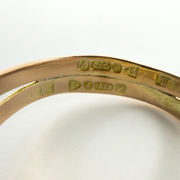 Antique 9ct Rose Gold Double Snake Diamond & Garnet Ring Size U (Chester 1909)