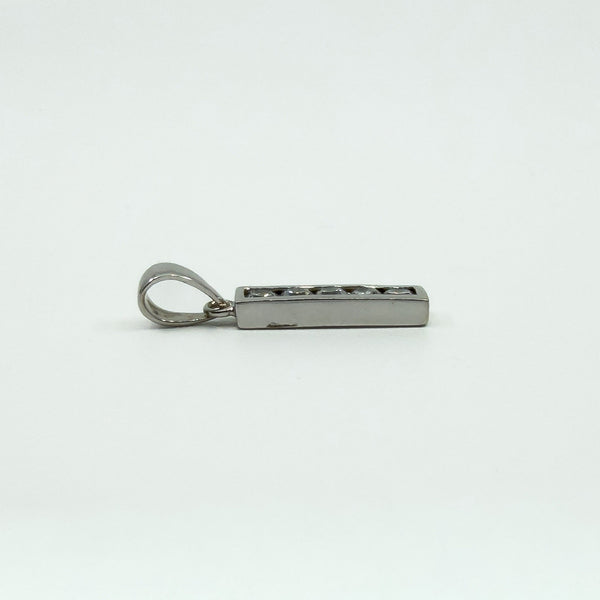 14ct White Gold CZ Bar Pendant / Charm 585