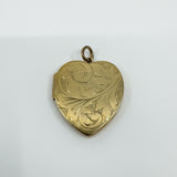 Vintage 9ct Gold Heart Locket Floral / Etched / Scroll Design Engraving 375 5.6g