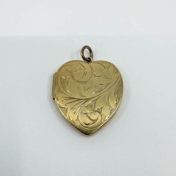 Vintage 9ct Gold Heart Locket Floral / Etched / Scroll Design Engraving 375 5.6g